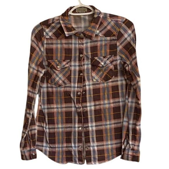 Passport Western Button Snap Pink Plaid Size M Shirt - Picture 1 of 3